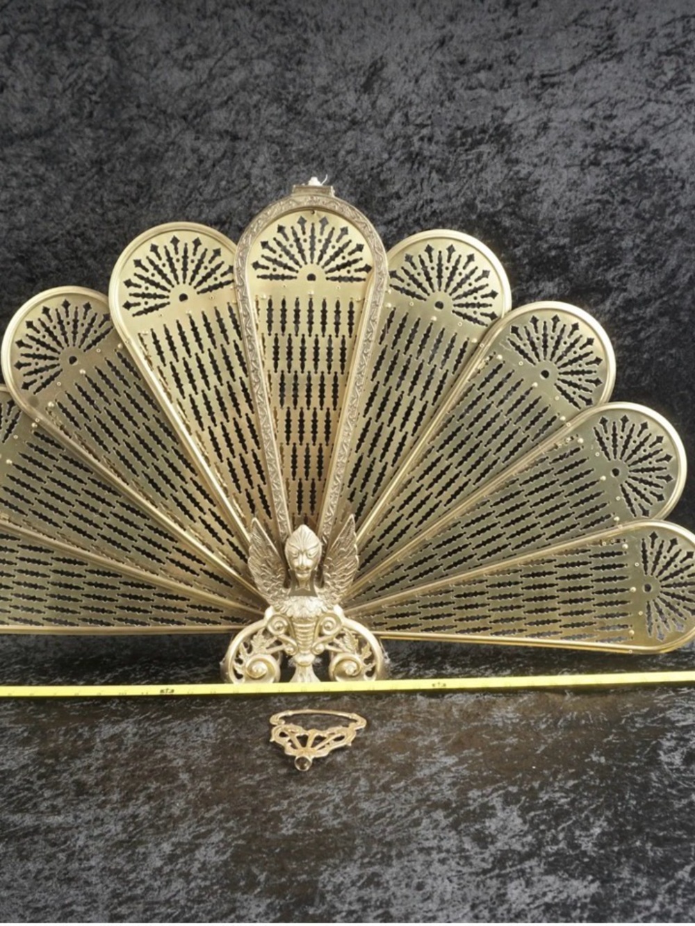 Antique Victorian Brass Fireplace Screen Louis XV French Revival Style